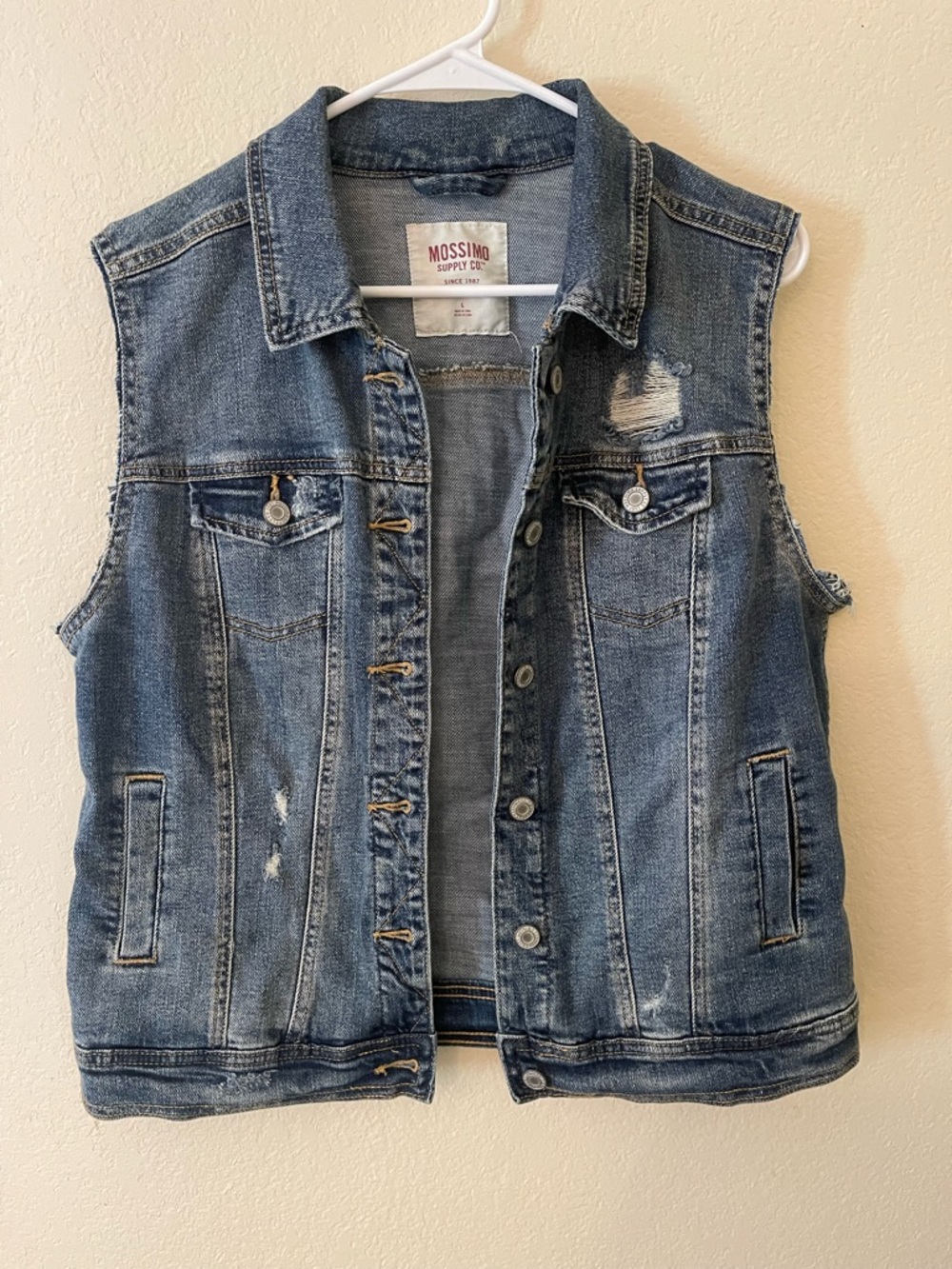Mossimo Supply Co. Blue Distressed Denim Vest
